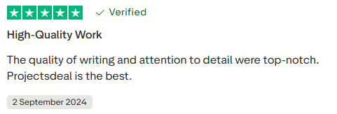 Verified Trustpilot Review for ProjectsDeal.co.uk - High Quality Work